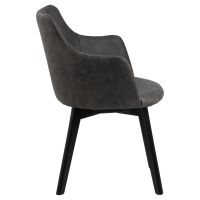 Freja armstoel | zwart metaal onderstel | stof Preston - antraciet