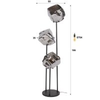 Fraaai Rots vloerlamp getrapt 3-lichts - chroom glas