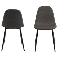 Nøra Phil eetkamerstoel | zwart metaal onderstel | stof Sawana - grijs
