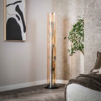 Fraaai Flores vloerlamp 5L tube amber glas - artic zwart