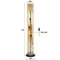 Fraaai Flores vloerlamp 5L tube amber glas - artic zwart