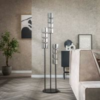 Duncan vloerlamp 3L getrapt cylinder glas - artic zwart