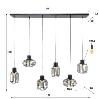 Margate hanglamp 6L 145 cm mix metaal van het woonmerk Fraaai