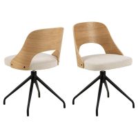 Nøra Hushy draaistoel | zwart metaal onderstel | stof Apia/naturel oak - beige