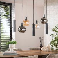 Bruno hanglamp tricolore 4+3-lichts - artic zwart