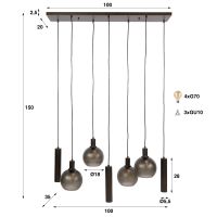Fraaai Fredrick hanglamp 4+3-lichts - bruin melkglas