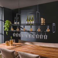 Yasmin wijnglazen hanglamp 6L - charcoal