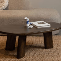 Roundly salontafel mangohout 110x60 cm walnoot van het woonmerk BePureHome