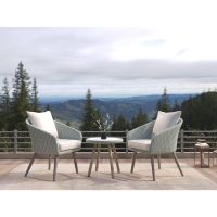 Nordic Home Seth bistro set wicker - grijs/hout