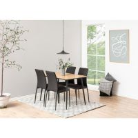 Seno eetkamerstoel | zwart metaal onderstel | stof Sawana - grijs