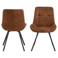 Nøra Taylor eetkamerstoel | zwart metaal onderstel | stof Preston - cognac