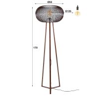 Antoine vloerlamp 3-poot koper twist - zwart nikkel