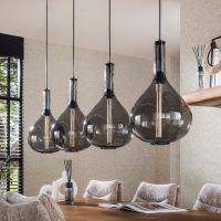 Fraaai Chiara hanglamp 4L druppel smoke glas - artic zwart - OUTLET B