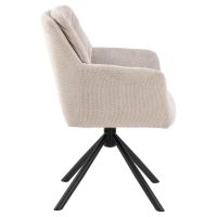 Vika armstoel | zwart metaal onderstel | stof Caso - beige