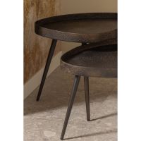 Crude bijzettafel set van 2 - antiek brons