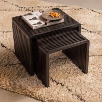 Woood Willa bijzettafelset van 2 recycled teak - zwart