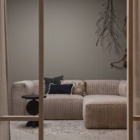 Bean chaise loungue rechts grove ribstof - travertin