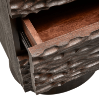 Crumble carved nachtkastje met lades mangohout - walnoot