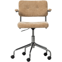 Woood Kova bureaustoel geweven ribstof - donkerzand