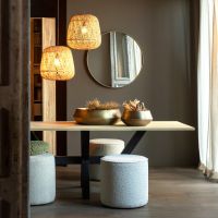 Woood Sara poef hoog bouclé Ø46 - crème