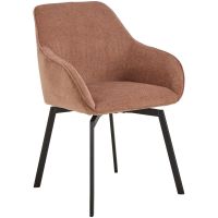 Calm terugdraai armstoel | zwart metaal onderstel | stof Danny - roze/bruin