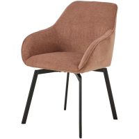 Calm terugdraai armstoel | zwart metaal onderstel | stof Danny - roze/bruin