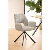 Nøra Linsa draaibare armstoel | zwart metaal onderstel | stof Juto - grijs