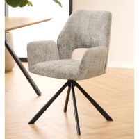 Nøra Linsa draaibare armstoel | zwart metaal onderstel | stof Juto - grijs