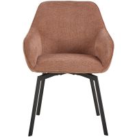 Calm terugdraai armstoel | zwart metaal onderstel | stof Danny - roze/bruin