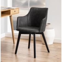 Nøra Freja armstoel | zwart metaal onderstel | stof Preston - antraciet