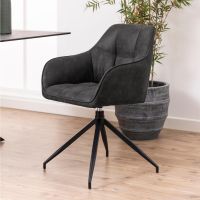 Nila armstoel | zwart metaal onderstel | stof Preston - antraciet