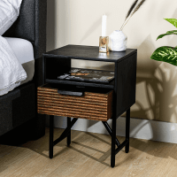 Metro nachkastje 1 lade bruin/zwart van het woonmerk Vurna