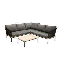 Svea Omarion loungest met hoekbank en tafel - zwart