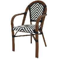 Thobias armstoel zwart/wit gestreept