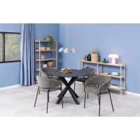 Eira armstoel | zwart metaal onderstel | stof Danny - donkergrijs