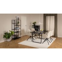 Luma draaibare armstoel | zwart metaal onderstel | stof Basel - beige