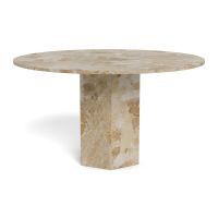 Nøra Maricela ronde eettafel Ø130x75 cm | gelakt marmer - bruin