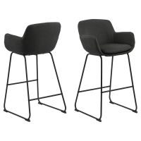 Nøra Lorraine barstoel | zwart metaal onderstel | stof Town - donkergrijs