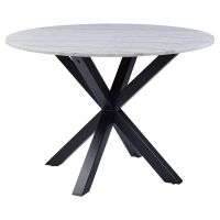 Nøra Donovan ronde eettafel Ø110x75.5 cm | zwart metaal onderstel | gepolijst marmer - wit