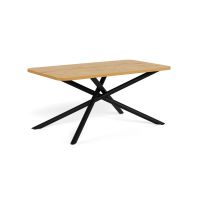 Nøra Jimmie rechthoekig eettafel 160x90x75 cm | zwart metaal onderstel | ruw melamine houtlook - naturel