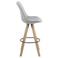 Nøra Adele barstoel | naturel rubberhout onderstel | stof Corsica - lichtgrijs