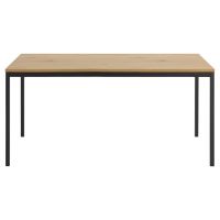 Nøra Frank rechthoekige eettafel 160x80x74 cm | zwart metaal onderstel | ruw melamine - naturel