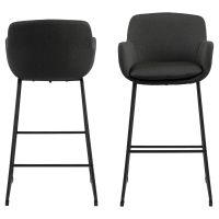 Nøra Lorraine barstoel | zwart metaal onderstel | stof Town - donkergrijs