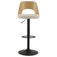 Nøra Jamaal verstelbare barstoel | zwart metaal onderstel | stof Apia - beige/naturel
