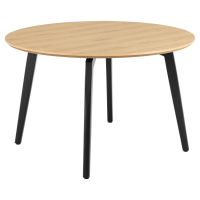 Nøra Laurens ronde eettafel Ø120x75 cm + 4 eetkamerstoelen stof Basel - naturel/beige