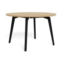 Nøra Laurens ronde eettafel Ø120x75 cm | zwart metaal onderstel | eikenfineer melamine - naturel