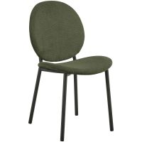 Nøra Laurens ronde eettafel Ø120x75 cm + 4 eetkamerstoelen stof Caso - naturel/groen