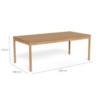 Nøra Mari rechthoekige uitschuiftafel 200x100x75 cm | eikenfineer - naturel (exclusief planken)