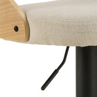 Nøra Jamaal verstelbare barstoel | zwart metaal onderstel | stof Apia - beige/naturel