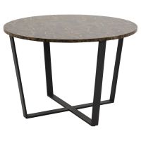 Nøra Morgan ronde eettafel Ø110x75 cm | zwart metaal onderstel | marmer melamine